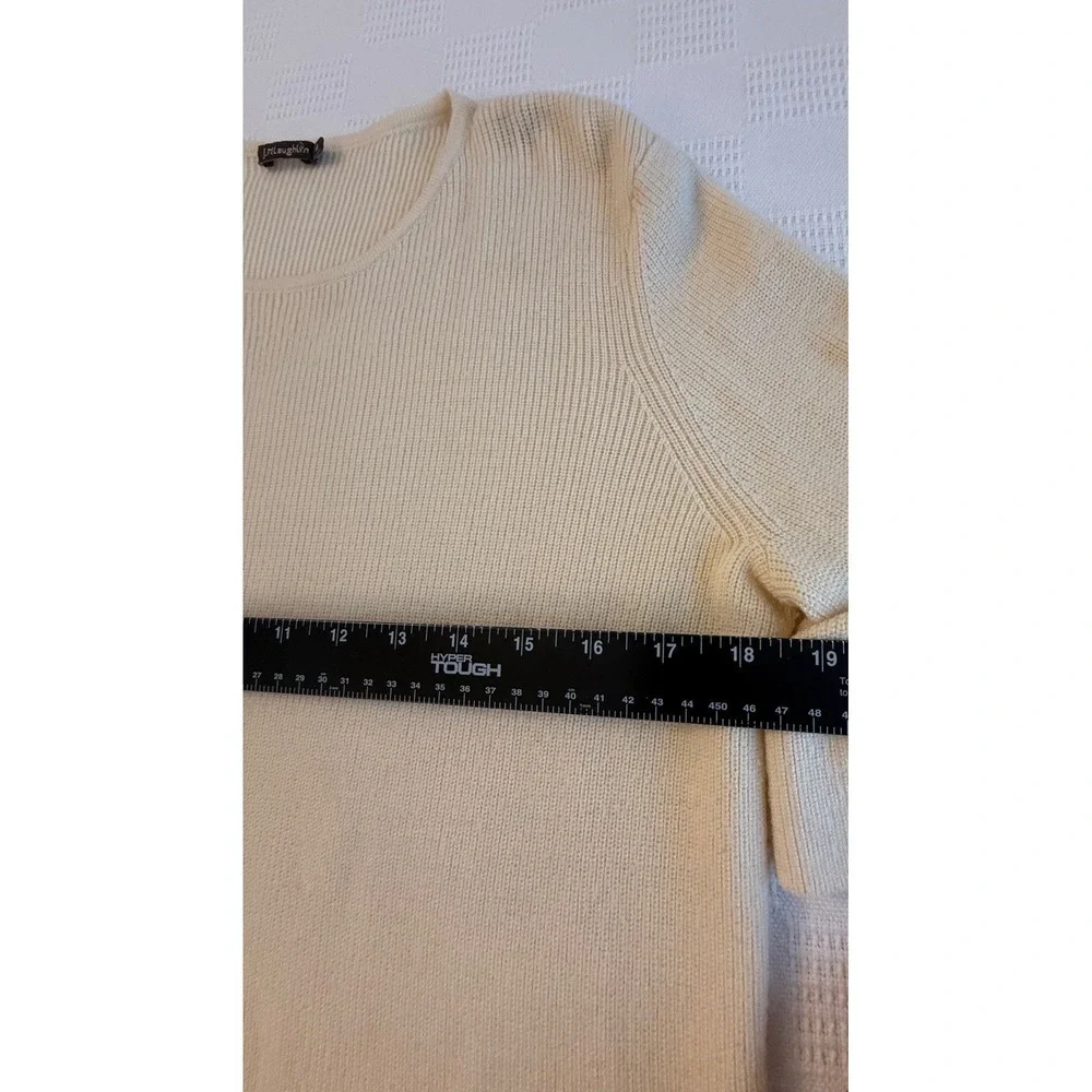 J McLaughlin Cream Italian Merino Wool Ruffle Sleeve‎ Sweater Feminine Spring M